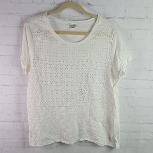 Ava & Viv Cream Eyelet Short Sleeve Top
